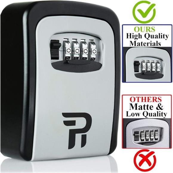 Key Lock Box for Outside - Rudy Run Wall Mount Lockbox for House Keys Outdoor - Picture 2 of 6